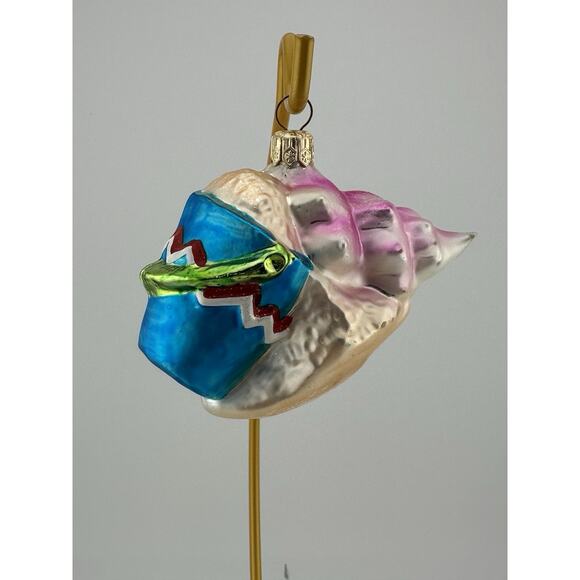 Christopher Radko Pink Conch Shell w/ Bucket Glass Ornament 3 Inch 2000s - Picture 1 of 5